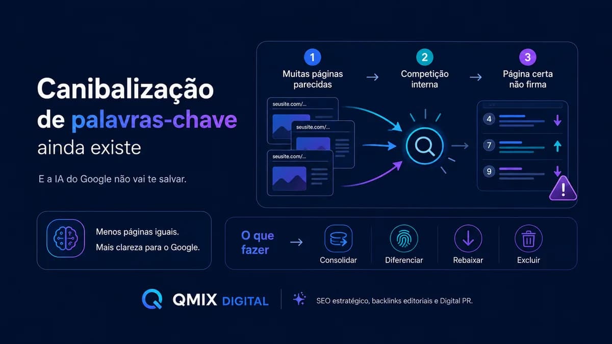 Canibalizacao de palavras-chave: paginas parecidas competindo entre si no Google