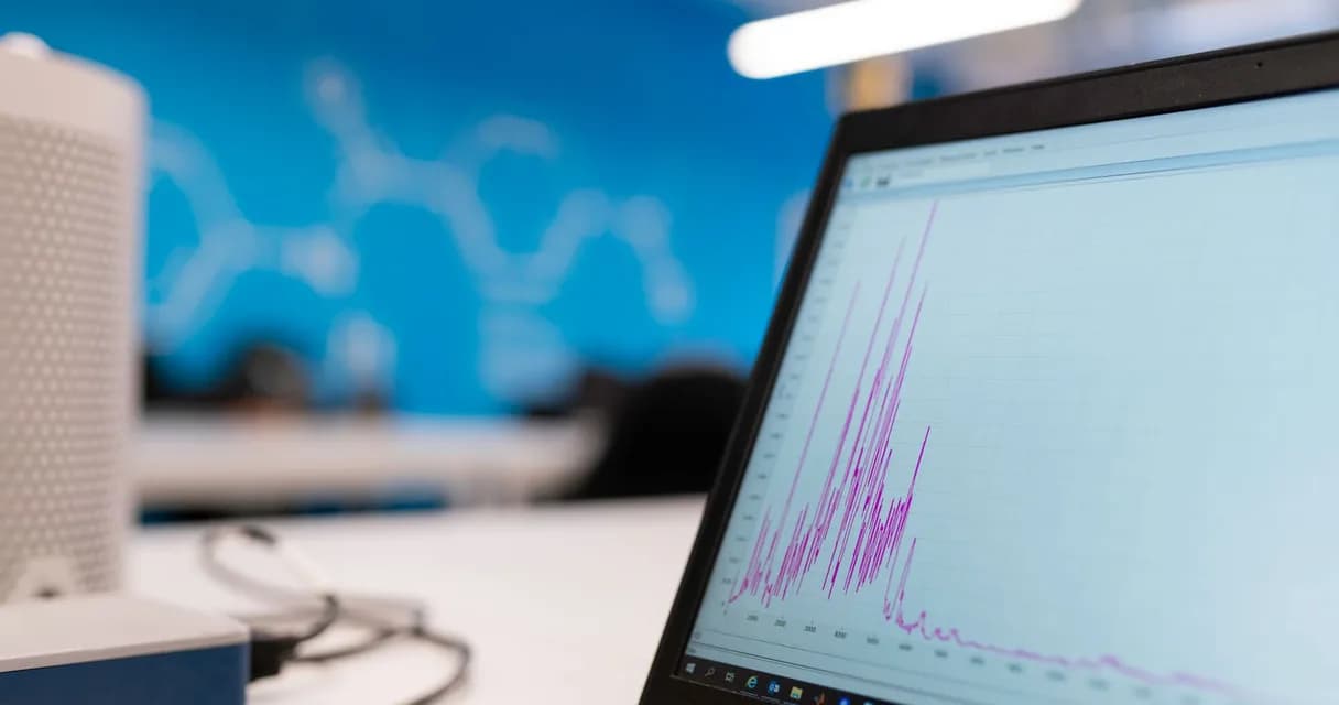Notebook exibindo um gráfico de linha com picos e queda